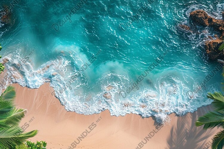 Aerial view turquoise ocean. Summer background. High photo example image 1
