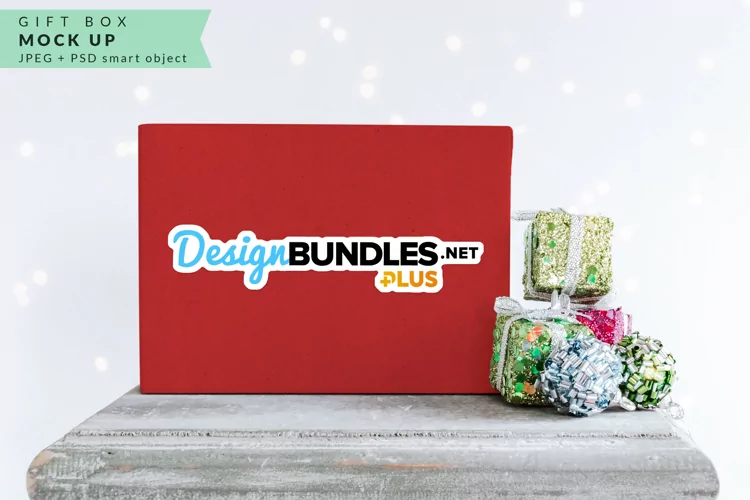 Christmas Gift Box | Sticker, Label Mock up
