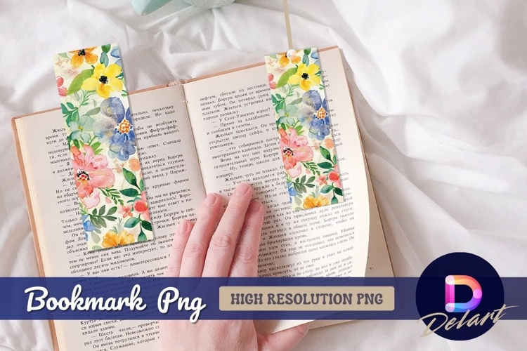 Watercolor floral Bookmark PNG
