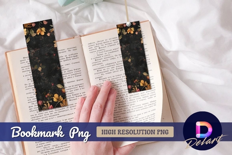 Dark floral background for Bookmark PNG