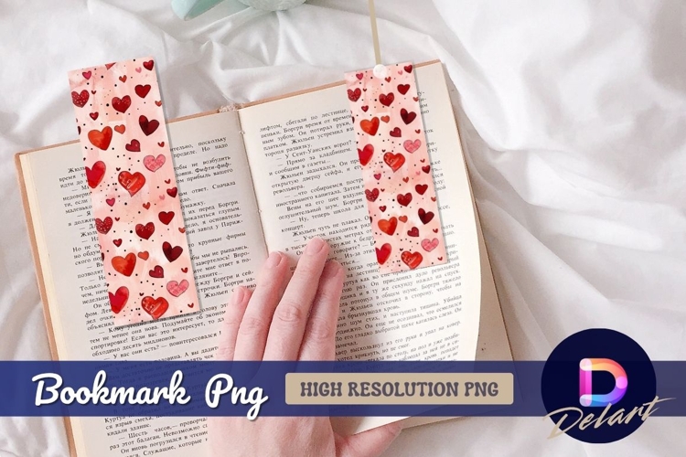 Watercolor hearts pattern Bookmark PNG