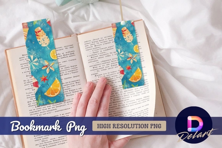 Summer beach elements patterned background Bookmark PNG
