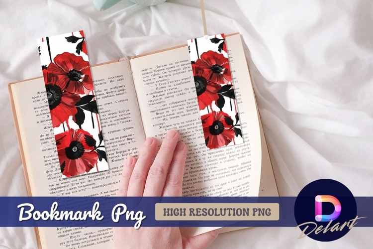 Watercolor red poppies artistic Bookmark PNG