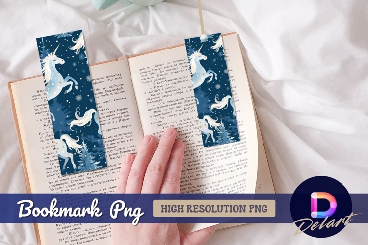 Winter unicorn christmas tree pattern Bookmark PNG