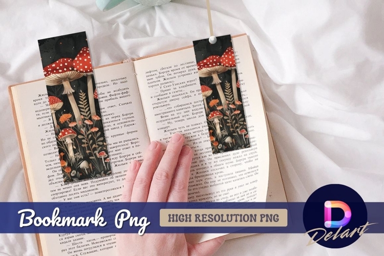 Watercolor mushroom field Bookmark PNG