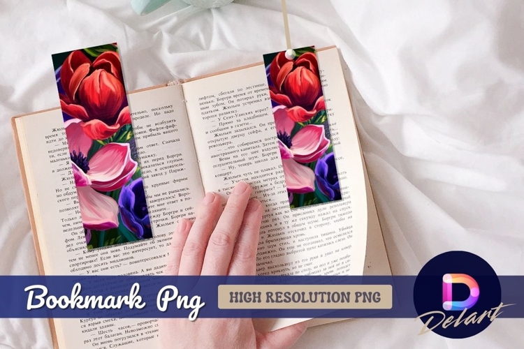 Colorful painted flower bouquet Bookmark PNG