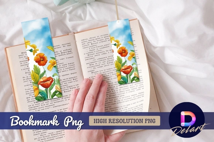 Watercolor floral background for Bookmark PNG