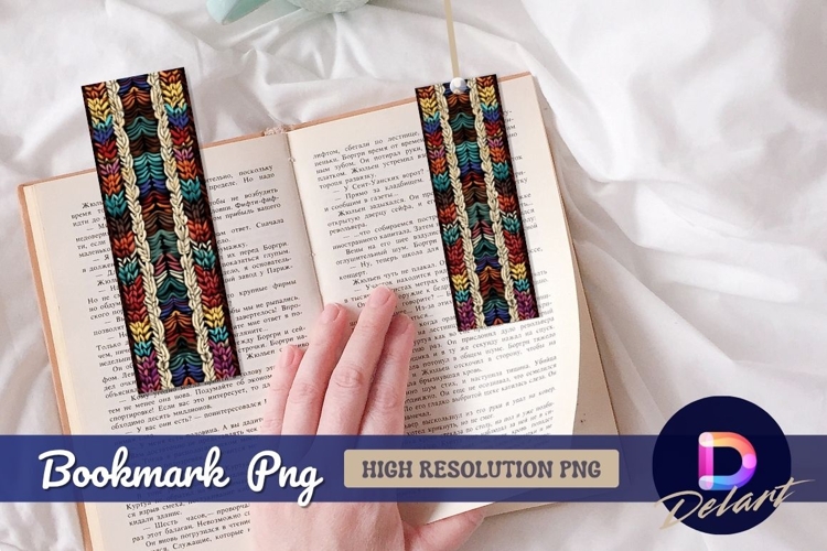 Colorful knitted pattern for bookmark png