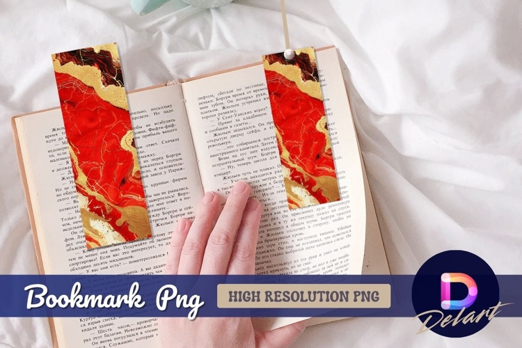 Red and gold abstract painting bookmark png