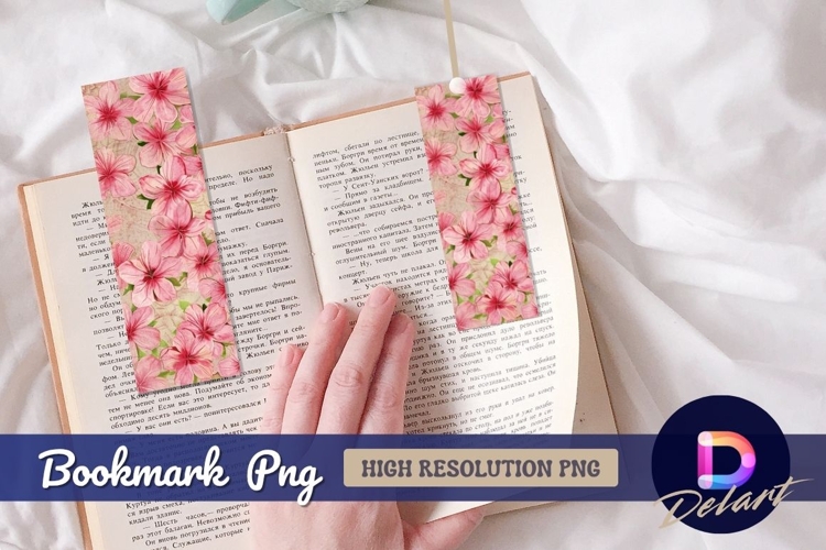 Pink floral watercolor Bookmark PNG