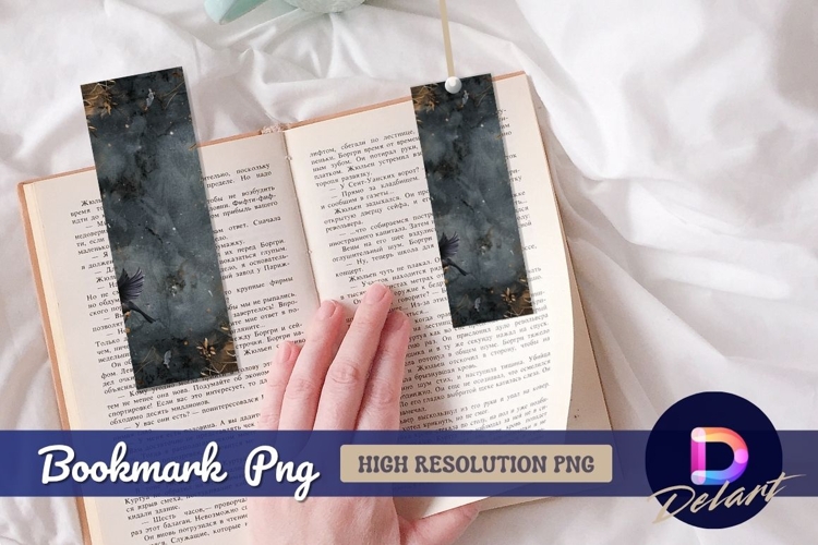 Textured moody background with bird bookmark png