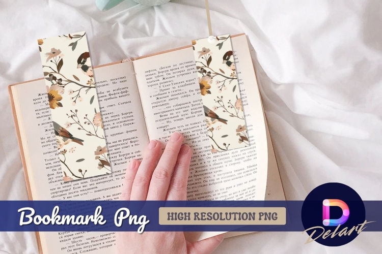 Birds and floral branch pattern Bookmark PNG