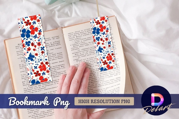 Red blue floral pattern Bookmark PNG