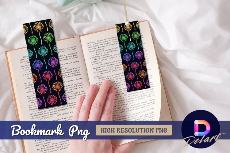 Colorful dandelion pattern for digital Bookmark PNG