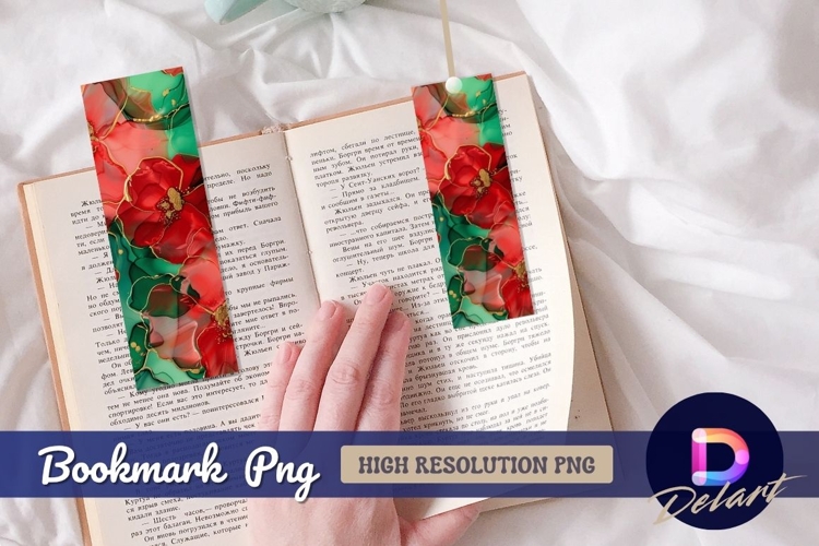 Red floral watercolor effect Bookmark PNG
