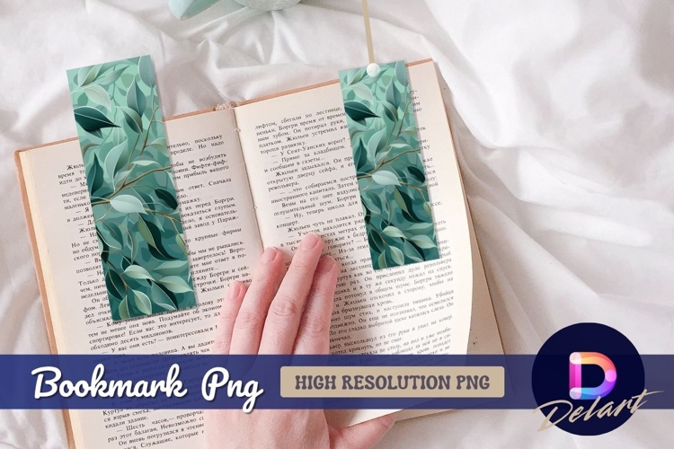 Elegant botanical teal leaves background Bookmark PNG
