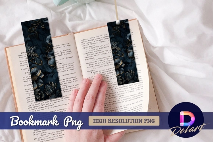 Elegant floral dark blue background Bookmark PNG
