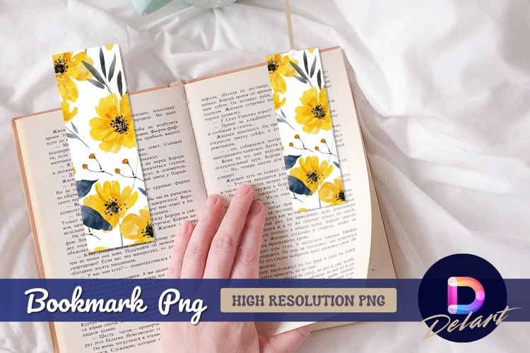 Watercolor floral illustration for Bookmark PNG