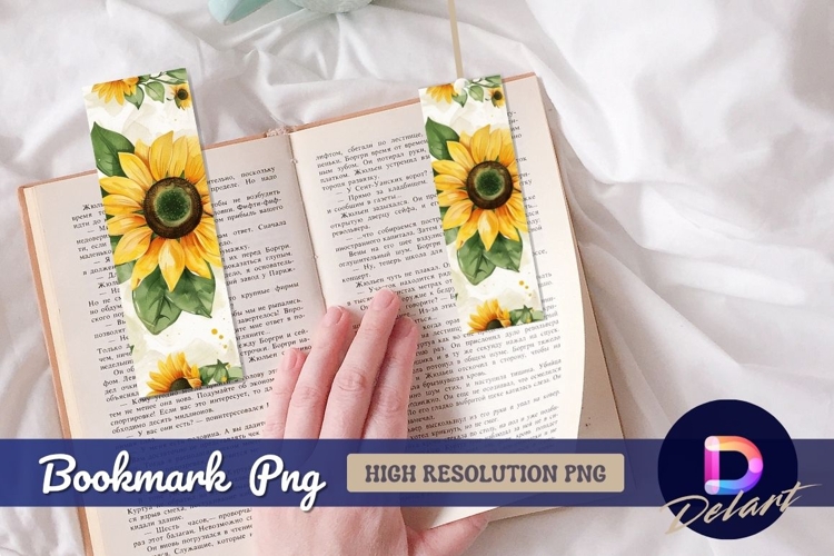 Watercolor sunflower botanical illustration Bookmark PNG