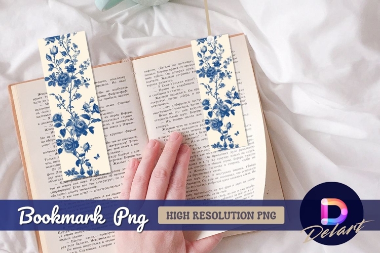 Blue rose floral illustration delicate Bookmark PNG