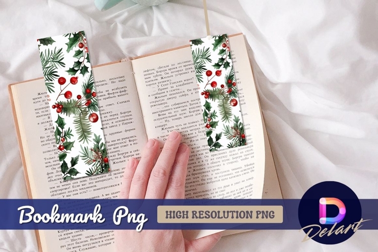Watercolor christmas foliage and berries Bookmark PNG