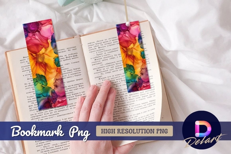 Floral ink art colorful background Bookmark PNG