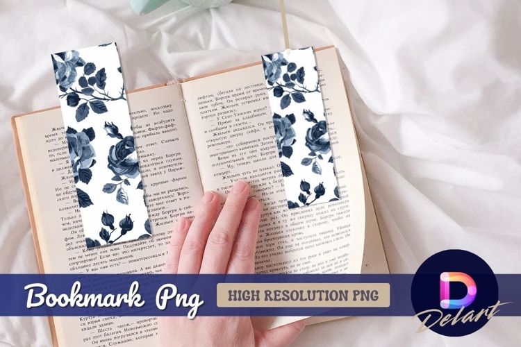 Indigo rose floral pattern Bookmark PNG