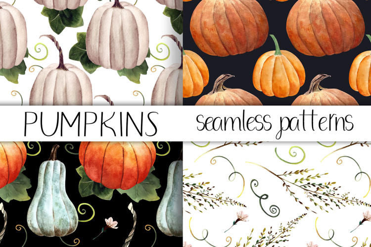 Watercolor Pumpkin Seamless pattern. Digital paper