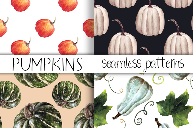 Watercolor Pumpkin Seamless pattern. Digital paper
