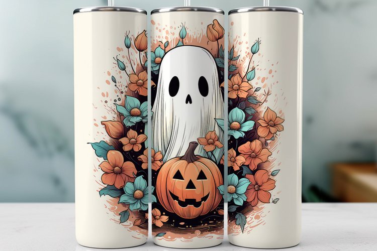 Halloween Tumbler Wrap Ghost Sublimation Design