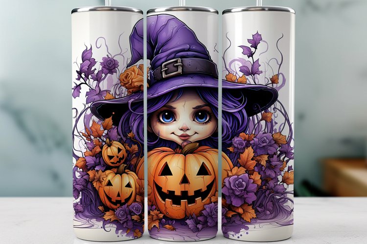 Purple Halloween Witch Sublimation Tumbler Wrap