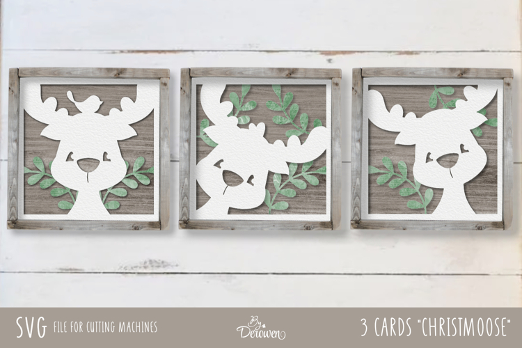 3 SVG Layered Christmas Card Christmoose