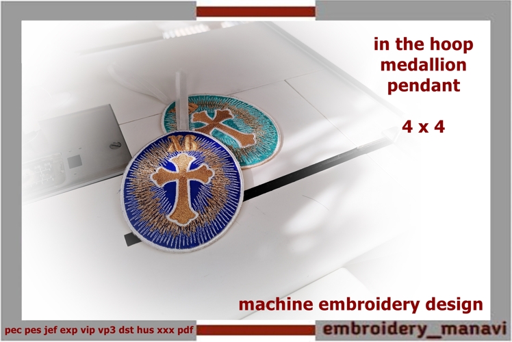 Easter ITH medallion pendant 4x4 machine embroidery design