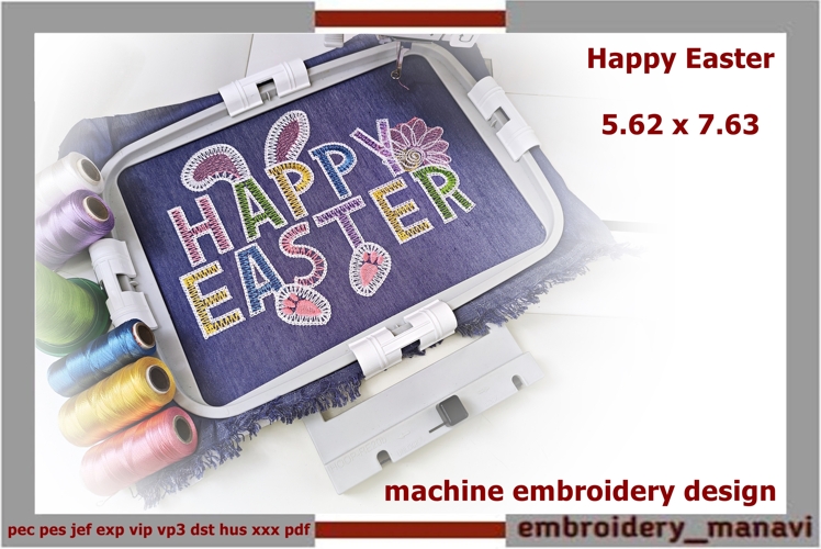 Easter bunny flower Happy Easter machine embroidery design