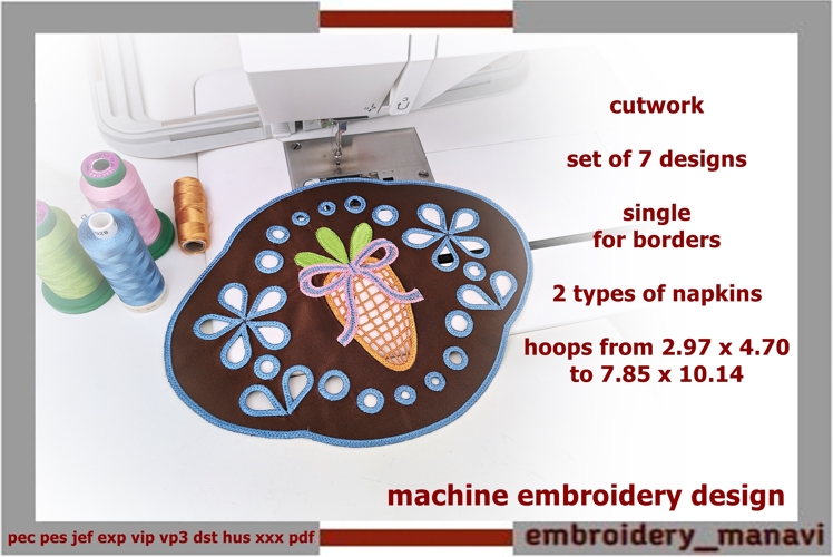 Richelieu cutwork carrot embroidery floral ornament set