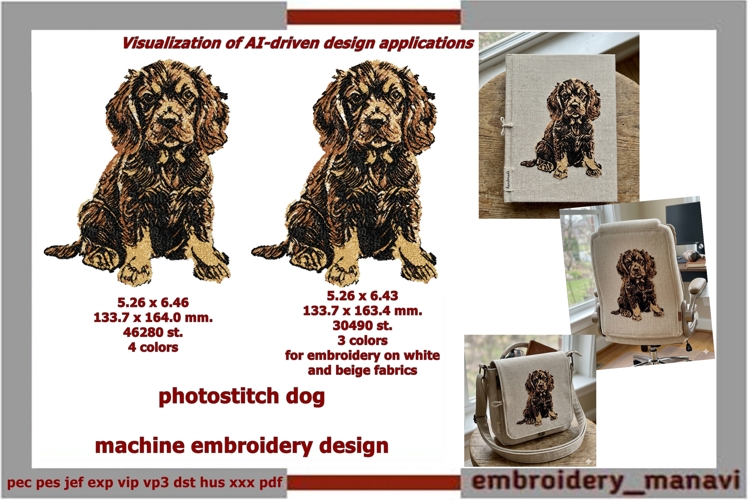 Dog Photostitch Machine Embroidery Spaniel Puppy Design DIY
