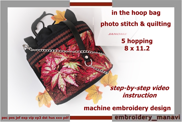 ITH Foldable Bag Autumn Leaves Quilting & Photostitch Design