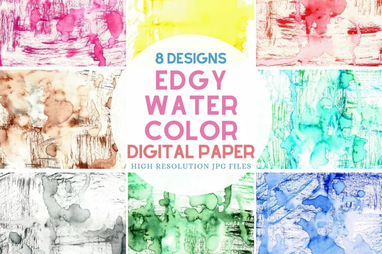 Edgy Painted Watercolor Backgrounds For Sublimation Paper