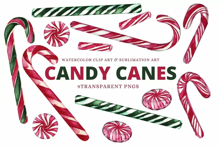 Christmas Candy Canes Holiday Clip Art Set Sublimation