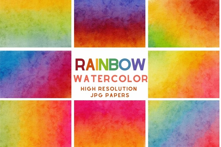 Rainbow Painted Watercolor Backgrounds For Sublimation Paper