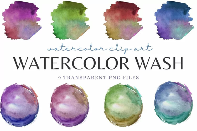 Watercolor Washes Circles for Sublimation Clip Art