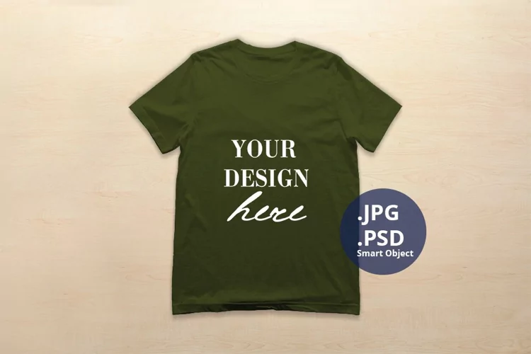 Bella Canvas 3001 T-shirt Mockup Military Green, PSD Mockup