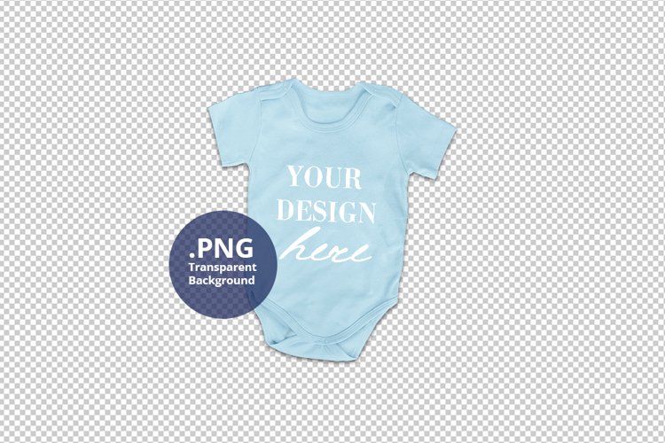Blue baby bodysuit Mockup Transparent background PSD PNG