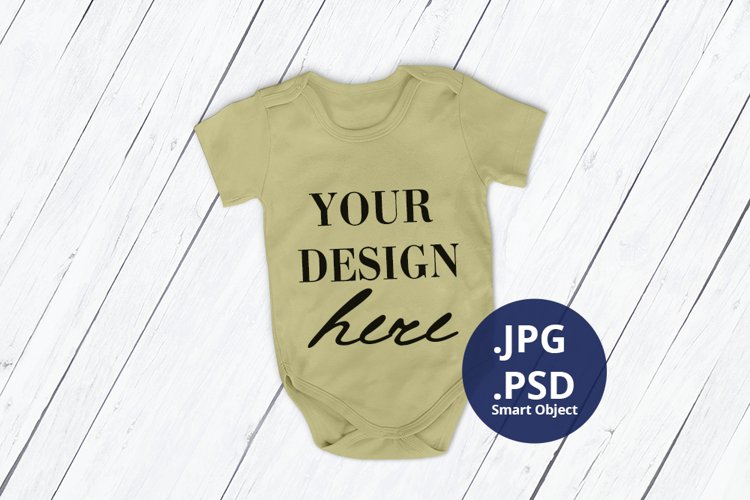 Baby bodysuit Mockup Natural Color, Sand color, Full wrap