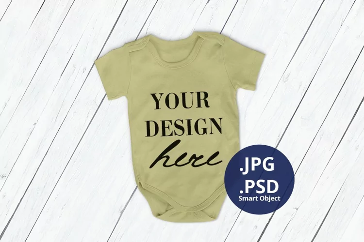 Baby bodysuit Mockup Natural Color, Sand color, Full wrap