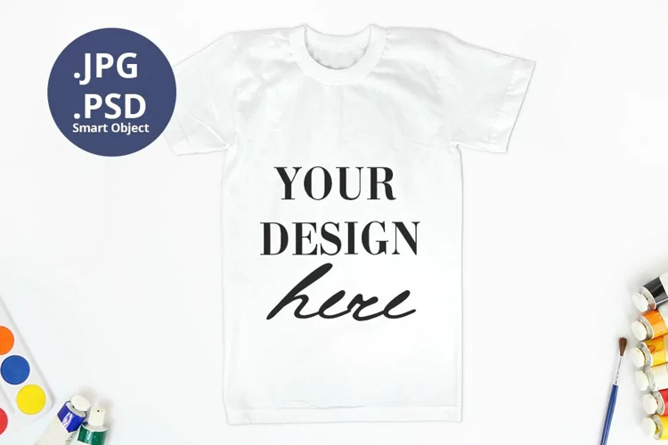 White t-shirt mockup & School Oil Paint Set, Back to school