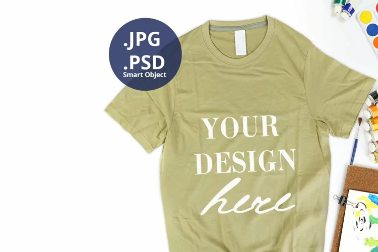 Sand color t-shirt mockup Back to school, Fine Arts painting