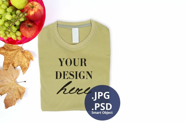 Autumn & Thanksgiving T-shirt mockup Sand color, Fall mockup
