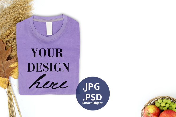 Purple T-shirt mockup Full wrap, Fall Autumn & Thanksgiving example image 1