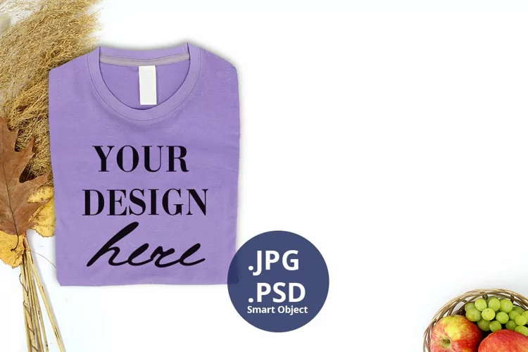 Purple T-shirt mockup Full wrap, Fall Autumn & Thanksgiving
